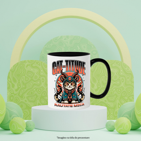 Cana Personalizata Pisica Bizara Stil Asiatic Cu Ochi Roșii – Cat-titude Răutate Mică – Cadou Personalizat Iubitorilor De Pisici [2]