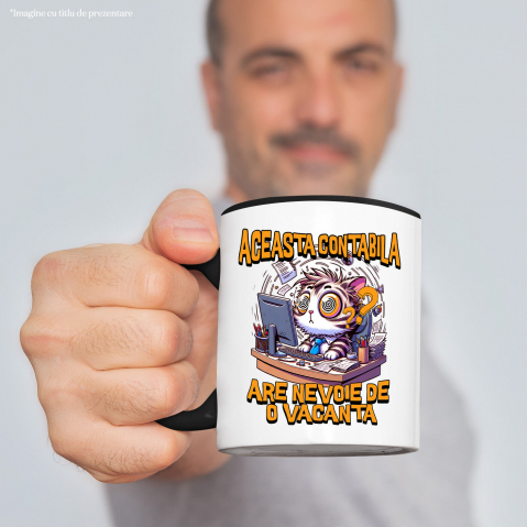 Cana Personalizata Pisică Haioasă la Birou – Design Amuzant pentru Iubitorii de Pisici [1]