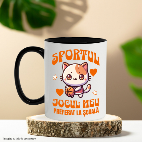 Cana Personalizata Pisică cu Minge de Baschet - Sportul Jocul Meu Preferat pentru Școală și Educație [2]