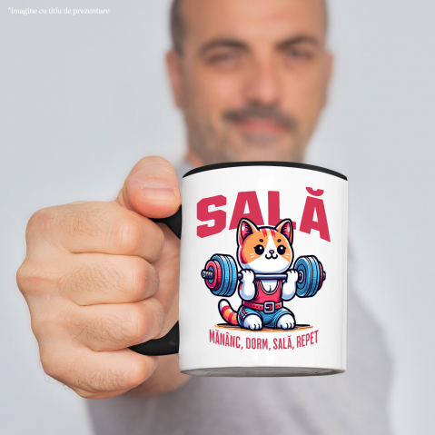 Cana Personalizata Pisică Fitness Ridicând Greutăți – Cadou Amuzant pentru Sportivi [1]