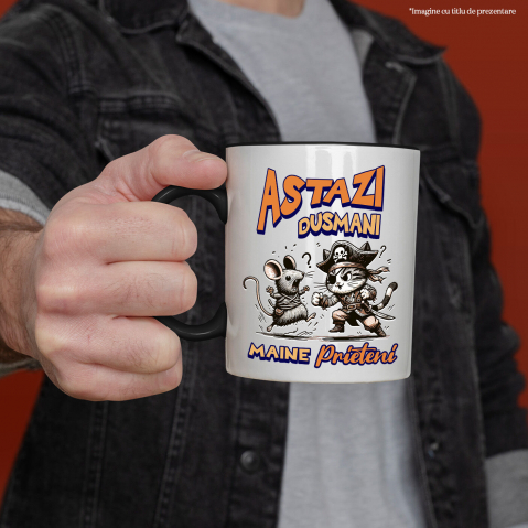 Cana Personalizata Cadouri personalizate pentru copii – Pisica pirat și soarecele în luptă cu mesaj amuzant [1]