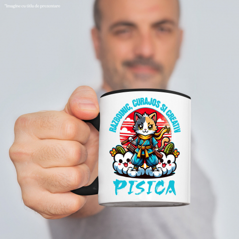 Cana Personalizata Pisica Ninja Cu Sabii – Motan Curajos Și Creativ – Cadou Personalizat Pentru Familie, Copii și Tati [1]