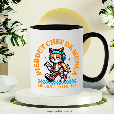 Cana Personalizata Pisică Extenuată cu Trening Colorat și Căști Audio – Cadou Amuzant pentru Muncă și Distracție [2]