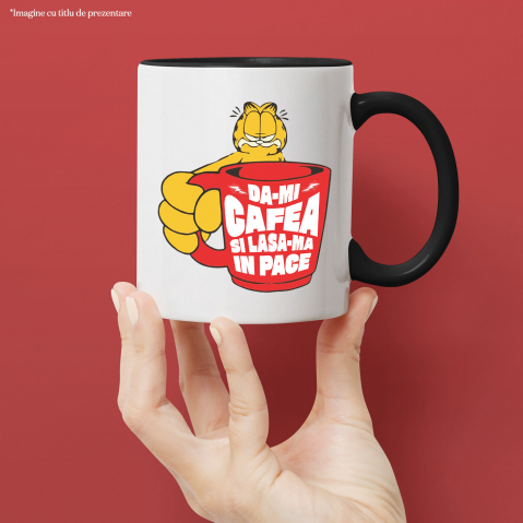 Cana Personalizata „Cana Garfield Imensă cu Cafea - Mesaj Haios „Dă-mi Cafea și Lasa-mă în Pace” – Cadou Perfect pentru Iubitorii de Pisici și Cafea” [1]