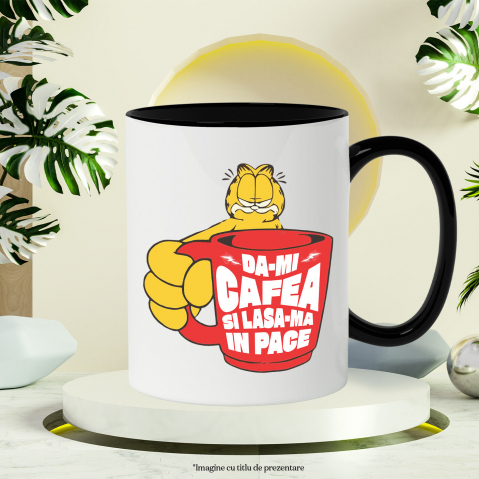 Cana Personalizata „Cana Garfield Imensă cu Cafea - Mesaj Haios „Dă-mi Cafea și Lasa-mă în Pace” – Cadou Perfect pentru Iubitorii de Pisici și Cafea” [2]