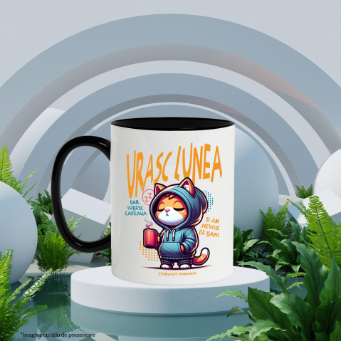 Cana Personalizata Pisica Haioasă Somnoroasă Cu Cană De Cafea – Cadou Personalizat „Urașc Lunea, Iubesc Cafeaua” pentru Iubitorii De Pisici și Cafea [2]