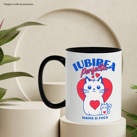Cana Personalizata "Iubirea Perfectă Mama și Fiică – Cadouri Personalizate cu Pisica Mama și Pui" [2]