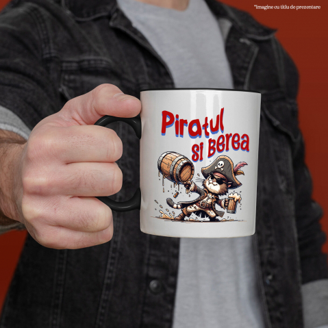 Cana Personalizata „Pisica Motan cu Palarie de Pirat și Halba de Bere - Cadou pentru Copii cu Tema Piraților și Desene Animate” [1]