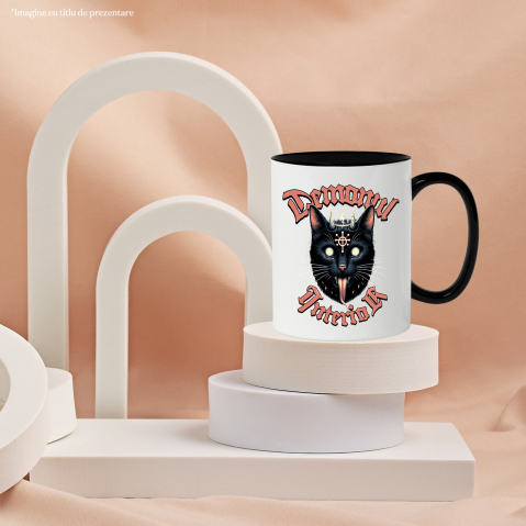 Cana Personalizata Pisica Neagră Stil Iluminați Halloween – Cadou „Demonul Interior” pentru Iubitorii De Pisici și Halloween [2]