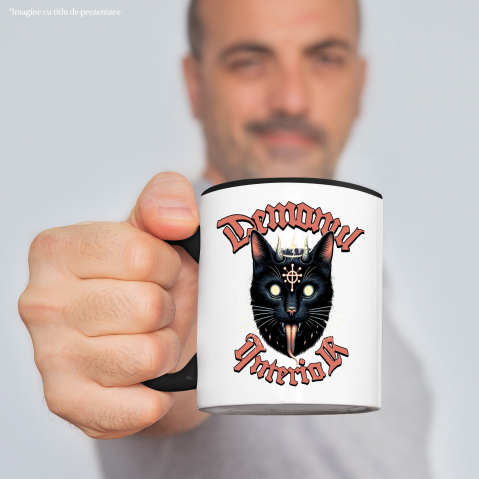 Cana Personalizata Pisica Neagră Stil Iluminați Halloween – Cadou „Demonul Interior” pentru Iubitorii De Pisici și Halloween [1]