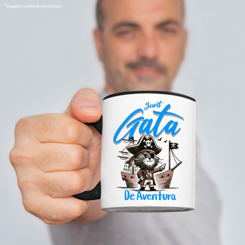 Cana Personalizata "Pisica Pirat cu Pălărie și Corabie - Cadou Aventuros pentru Copii" [1]