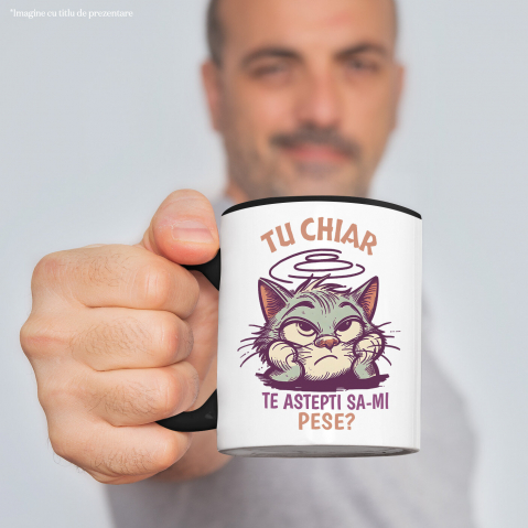 Cana Personalizata Pisica Plictisită și Mofturoasă „Tu Chiar Te Așteptai Să-mi Pese” – Cadou Amuzant Pentru Iubitorii De Pisici [1]