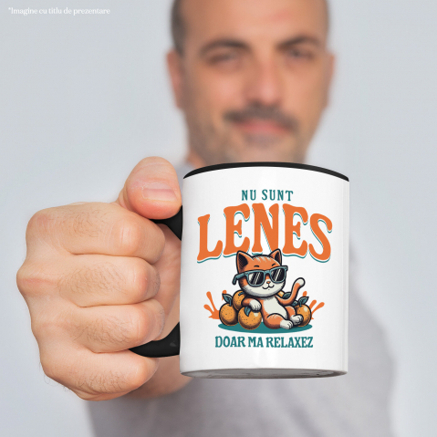 Cana Personalizata Pisica Portocalie Cu Ochelari De Soare „Nu Sunt Leneș, Doar Mă Relaxez” – Cadou Amuzant Pentru Iubitorii De Pisici [1]