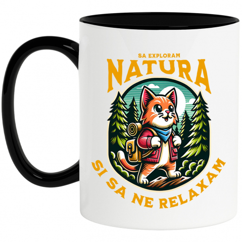 Calatorie - Cana Personalizata Tricou Personalizat Aventură - „Să Explorăm Natura” | Cadouri pentru Iubitori de Pisici