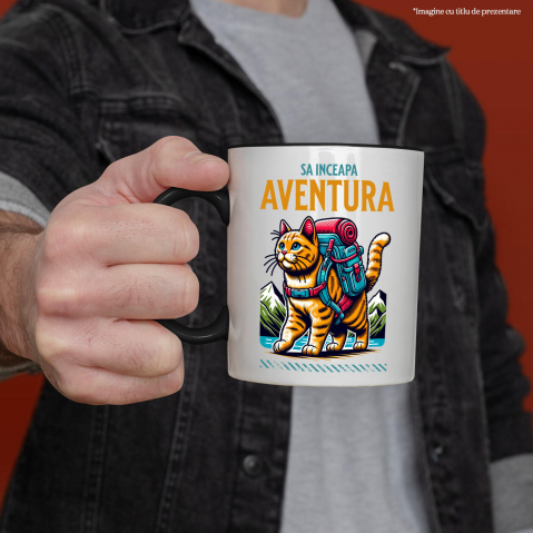 Cana Personalizata "Cadou Pisica Gata de Aventură – Drumeție în Munte și Lac pentru Iubitorii de Natură și Familii" [1]