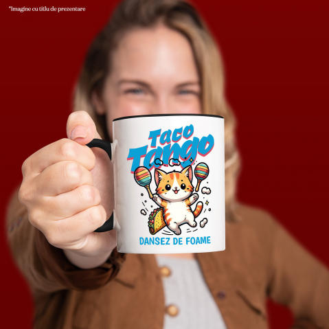 Cana Personalizata Pisica Portocalie Cu Tacos – Taco Tango – Dans Mexican Amuzant – Cadou Personalizat Iubitorilor De Pisici [1]
