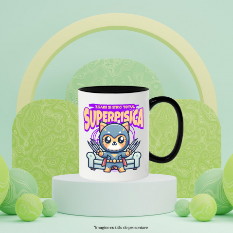 Cana Personalizata Pisica Portocalie În Costum De Super Erou Cu Gheare Lungi – Cadou Personalizat „Zgârâi Și Stric Totul” Pentru Copii [2]