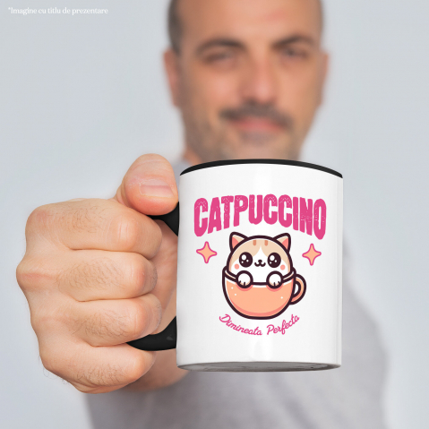 Cana Personalizata „Pahar Personalizat „Catpuccino Dimineața Perfectă” – Cadou Pisică și Cafea pentru Iubitori” [1]