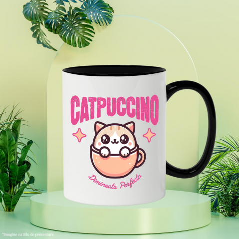 Cana Personalizata „Pahar Personalizat „Catpuccino Dimineața Perfectă” – Cadou Pisică și Cafea pentru Iubitori” [2]