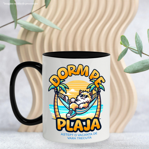 Cana Personalizata Pisică Pufoasă Pe Plajă – Cadou Personalizat Funny Pentru Familie & Prieteni [2]