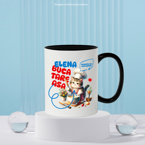 Cana Personalizata Pisică Pufoasă cu Pălărie Bucătar Chef – Pasiune pentru Gătit și Mâncare [2]