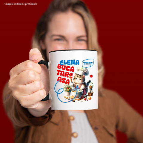 Cana Personalizata Pisică Pufoasă cu Pălărie Bucătar Chef – Pasiune pentru Gătit și Mâncare [1]