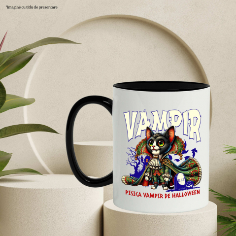 Cana Personalizata Costum Pisica Regina Vampir cu Colți pentru Halloween | Pisica Vampir de Halloween [2]