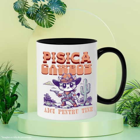 Cana Personalizata "Pisica Stil Cowboy - Cadou Iubire și Sprijin Personalizat" [2]