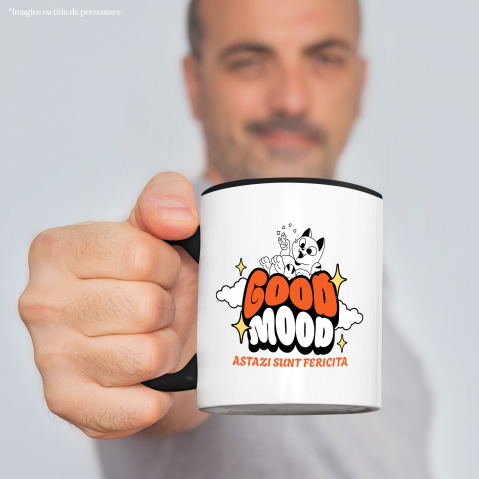 Cana Personalizata "Pisica Veselă 'Astăzi Sunt Fericită' - Cadou Personalizat pentru Copii și Familie" [1]