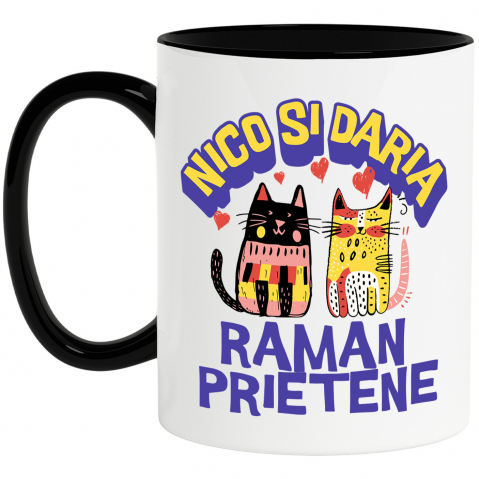 Prieteni - Cana Personalizata Cadouri personalizate cu pisici – Portrete colorate pentru Nico și Daria