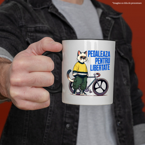 Cana Personalizata Pisică Modernă pe Bicicletă – Design Haios pentru Cadouri Personalizate [1]