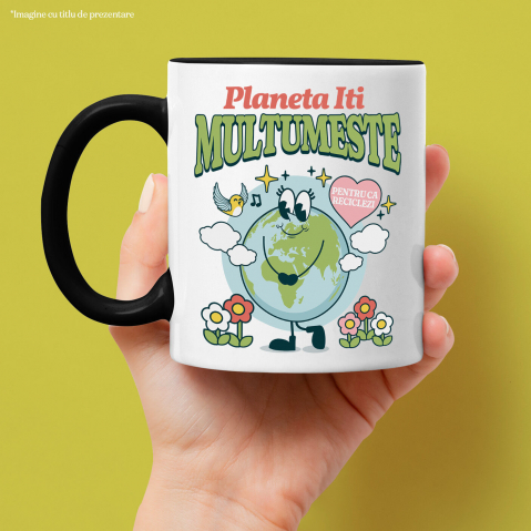 Cana Personalizata "Planeta veselă cu gene lungi – Protejează natura, cadouri ecologice personalizate pentru familie" [1]