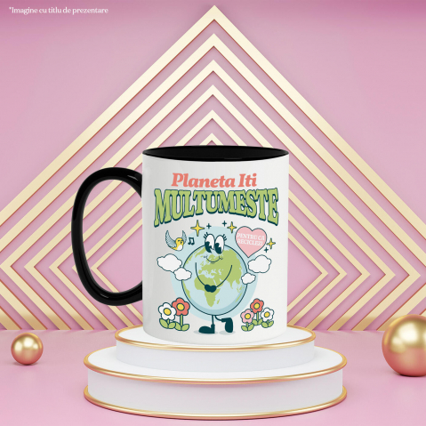 Cana Personalizata "Planeta veselă cu gene lungi – Protejează natura, cadouri ecologice personalizate pentru familie" [2]