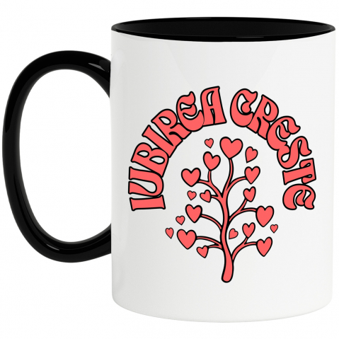 Căni - Cana Personalizata „Pom Cu Inimioare - Cadou Personalizat „Iubirea Crește” pentru Familie, Copii și Prieteni de Valentine's Day”