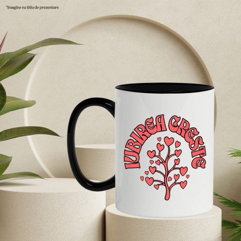 Cana Personalizata „Pom Cu Inimioare - Cadou Personalizat „Iubirea Crește” pentru Familie, Copii și Prieteni de Valentine's Day” [2]
