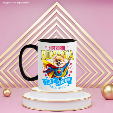 Cana Personalizata Pomeranian În Costum de Căpitan România - Cadouri Personalizate pentru Iubitorii de Animale [2]