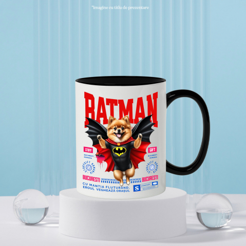 Cana Personalizata Pomeranian în Costum de Batman – Supereroul Blănos Perfect pentru Copii și Iubitorii de Animale [2]