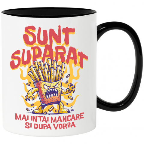 Mancare - Cana Personalizata Cartofi prăjiți furioși în flăcări | Cadou personalizat amuzant pentru familie și prieteni