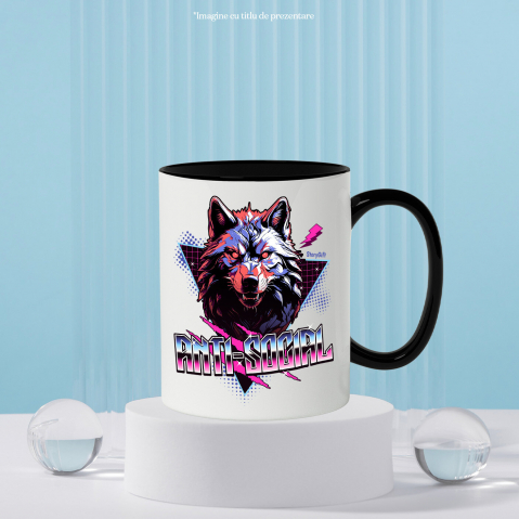 Cana Personalizata „Portret personalizat lup furios cu colți și ochii roșii – Cadouri pentru fani horror” [2]