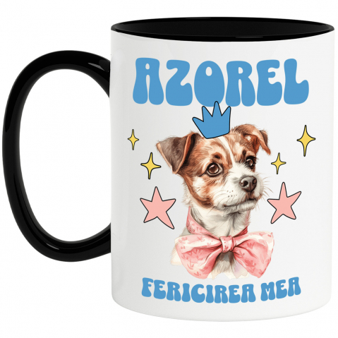 CAINE - Cana Personalizata Azorel Fericirea Mea – Portret Animat Câine Regal | Cadou Personalizat