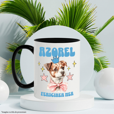 Cana Personalizata Azorel Fericirea Mea – Portret Animat Câine Regal | Cadou Personalizat [2]
