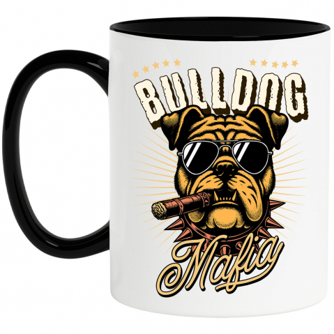 CAINE - Cana Personalizata „Portret Câine Bulldog Stil Mafiot cu Trabuc și Ochelari de Soare – Cadou Personalizat pentru Iubitorii de Câini”