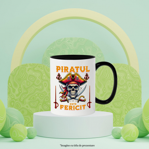 Cana Personalizata Costum Pirat cu Craniu Uman, Palarie și Sabii - Piratul Fericit - Personalizat [2]