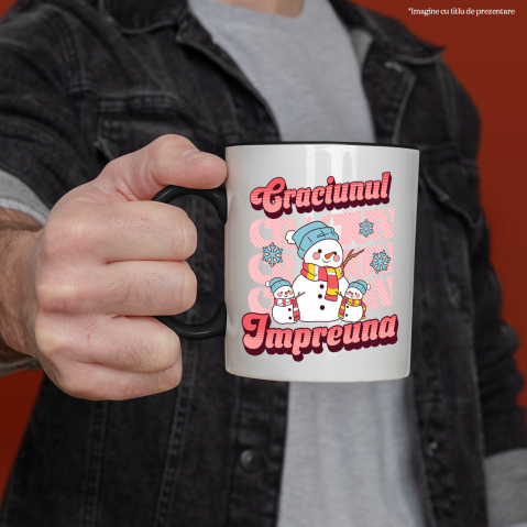 Cana Personalizata Portret Familie cu Oameni de Zăpadă Veseli – Cadouri Personalizate pentru Crăciunul Împreună [1]