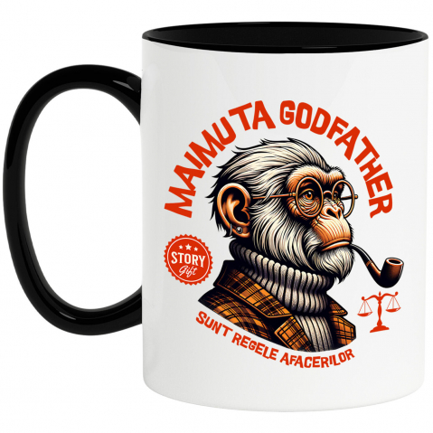 Animale - Cana Personalizata „Portret personalizat maimuță cu trabuc și ochelari de vedere – Cadou fashion Godfather”