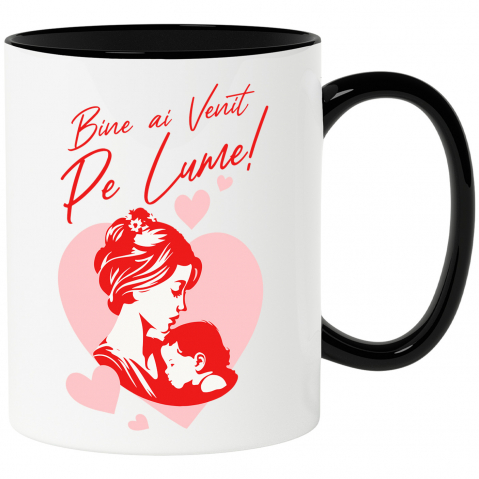 Cana Personalizata Decor Personalizat Mama și Copil - „Bine Ai Venit Pe Lume”
