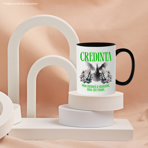Cana Personalizata "Porumbel Alb – Puritate, Credință și Rugăciune | Totul Este Posibil" [2]