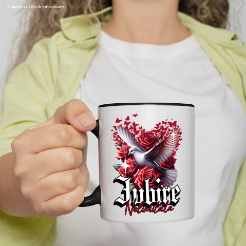 Cana Personalizata „Porumbel Alb Trandafiri Roșii - Cadou Personalizat „Iubire Nelimitată” pentru Ziua Îndrăgostiților, Familie, Copii și Prieteni” [1]