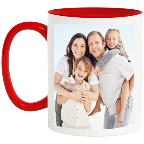 Cana personalizata cu poza / fotografie, 330ml, Ceramic cu Maner Rosu [0]