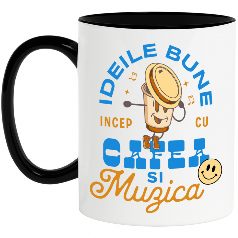Bauturi - Cana Personalizata „Pahar Personalizat „Ideile Bune Încep Cu Cafea și Muzica” – Cadou Perfect pentru Iubitorii de Cafea și Muzică”